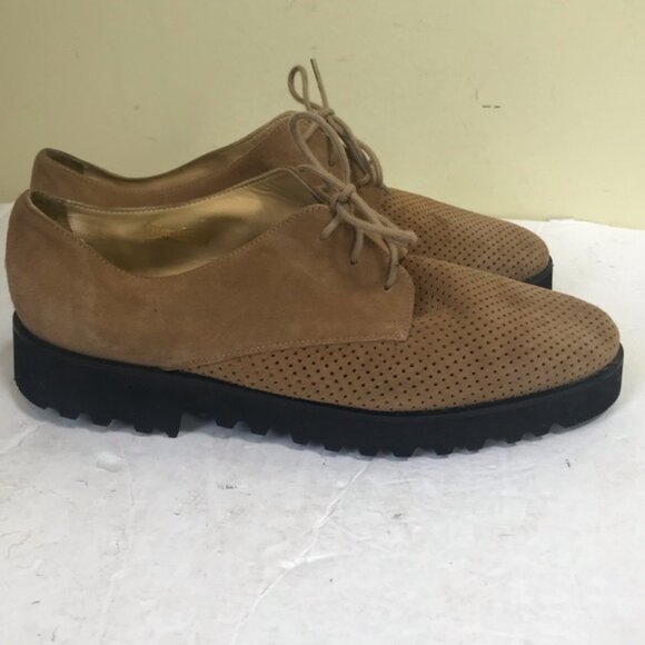 Ron White Oxford Laces Shoe Slide Suede Leather Tan Vibram Sneaker Platform 9.5 - Picture 2 of 14